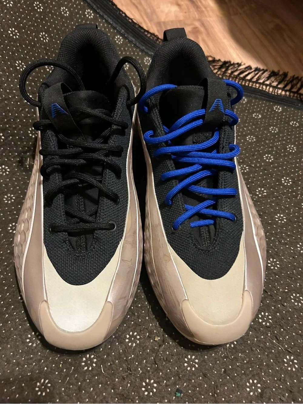 adidas Men's Sneakers in Black and Tan with Blue Accent